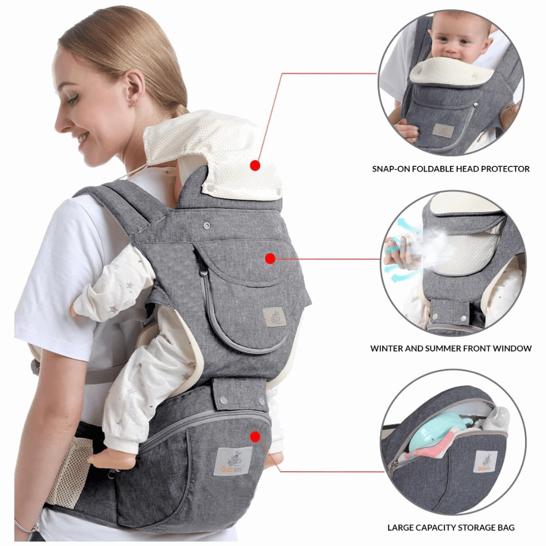 6 in 1 (Grey) Baby Carrier Hip Seat For Newborn Baby