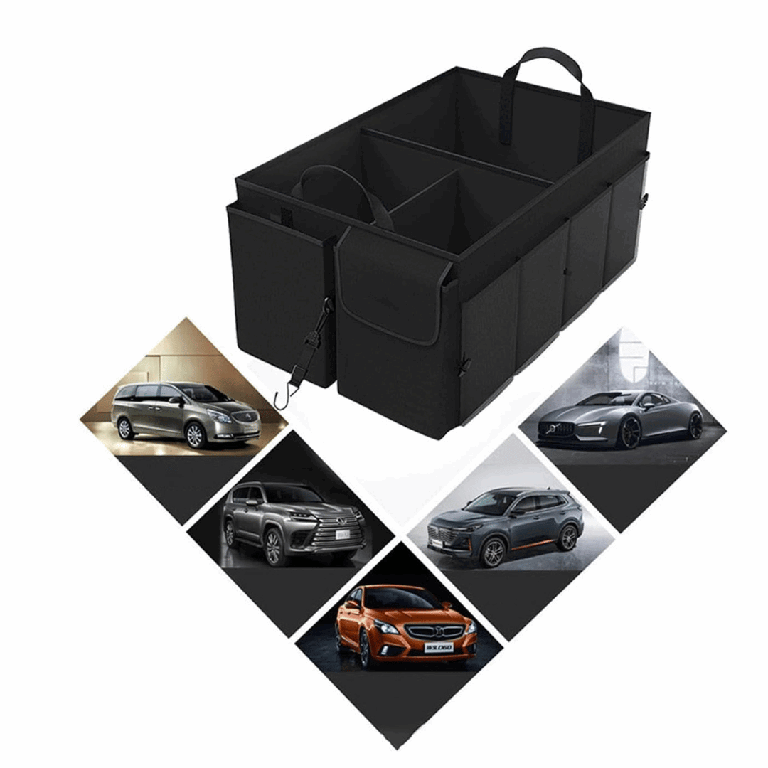Foldable Car Trunk Storage Box With 3 Compartment-Waterproof