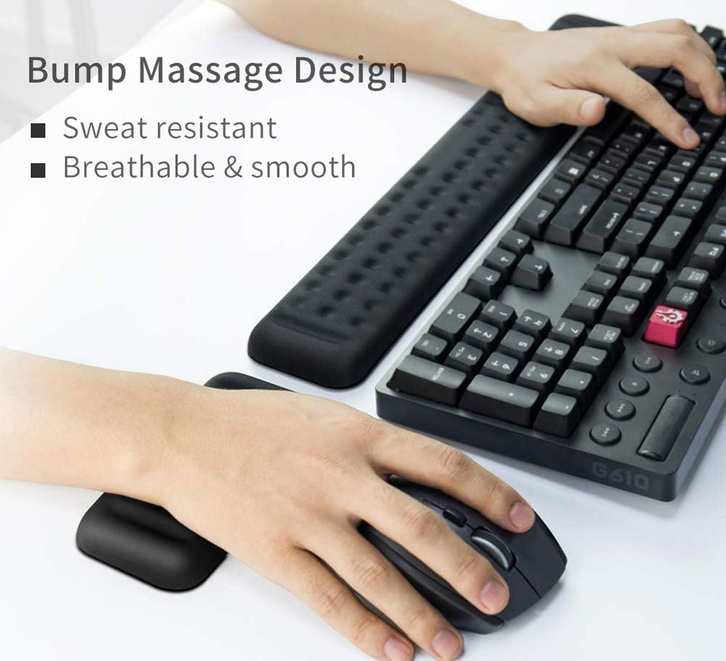 EOPTIFY Memory Foam Keyboard And Mouse wrist Rest Pad