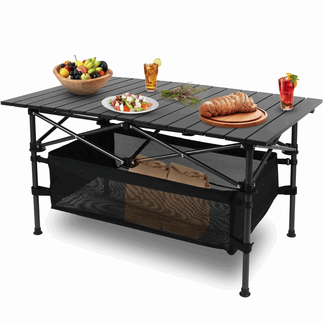 Foldable Camping Table With Adjustable Height And Large Storage Bag For Outdoor Picnic