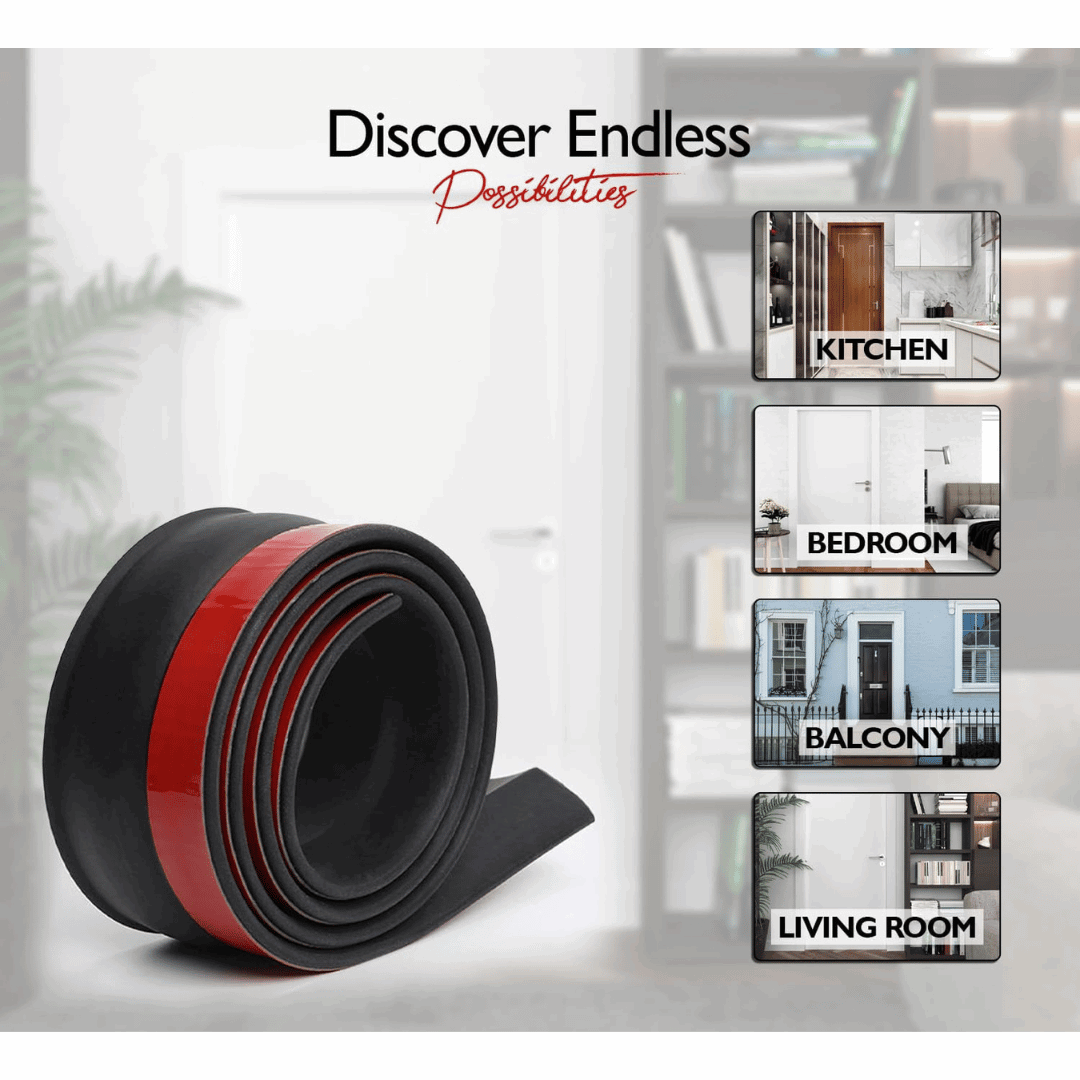 Black Door Draft Stopper bottom Door Seal for Exterior and Interior