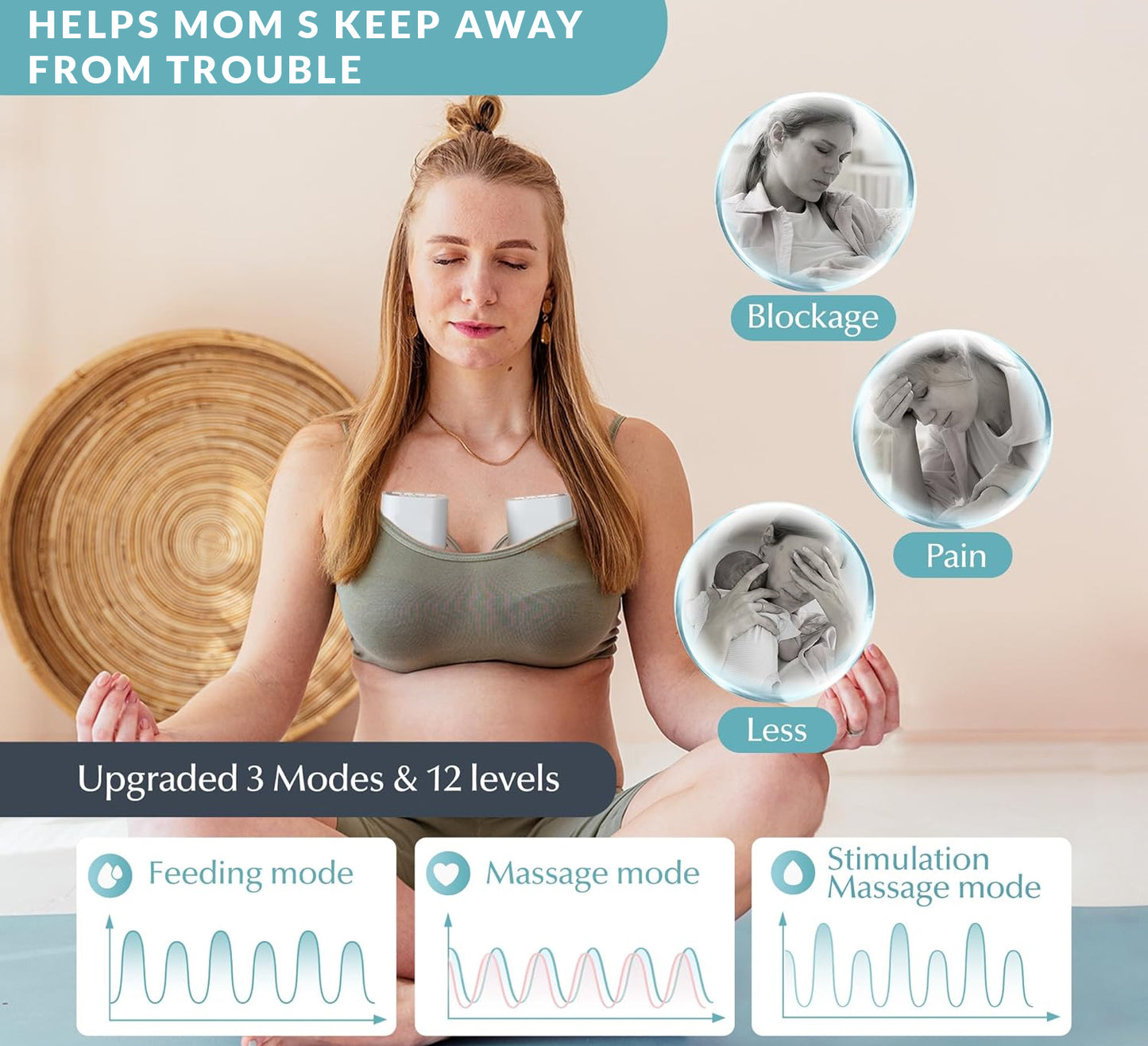 Hands-Free Breast Pumps Wearable Upgraded with 17mm, 19mm, 21mm Inserts