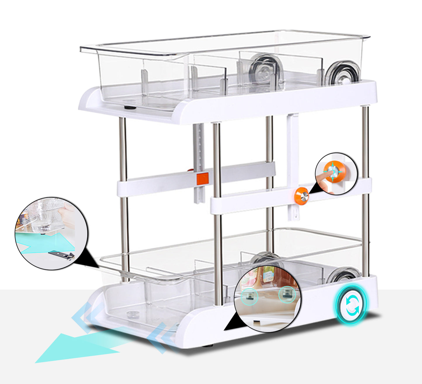 EOPTIFY 2-Tier Rolling Utility Cart Organizer