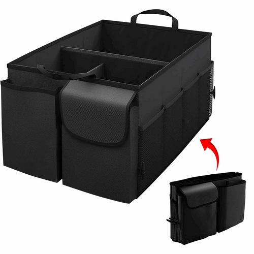 Foldable Car Trunk Storage Box With 3 Compartment-Waterproof