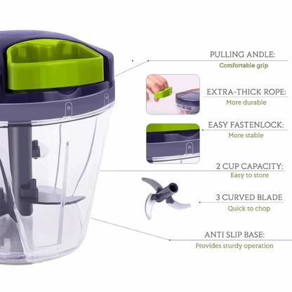 900ml Manual Chopper & Blender with Storage Lid