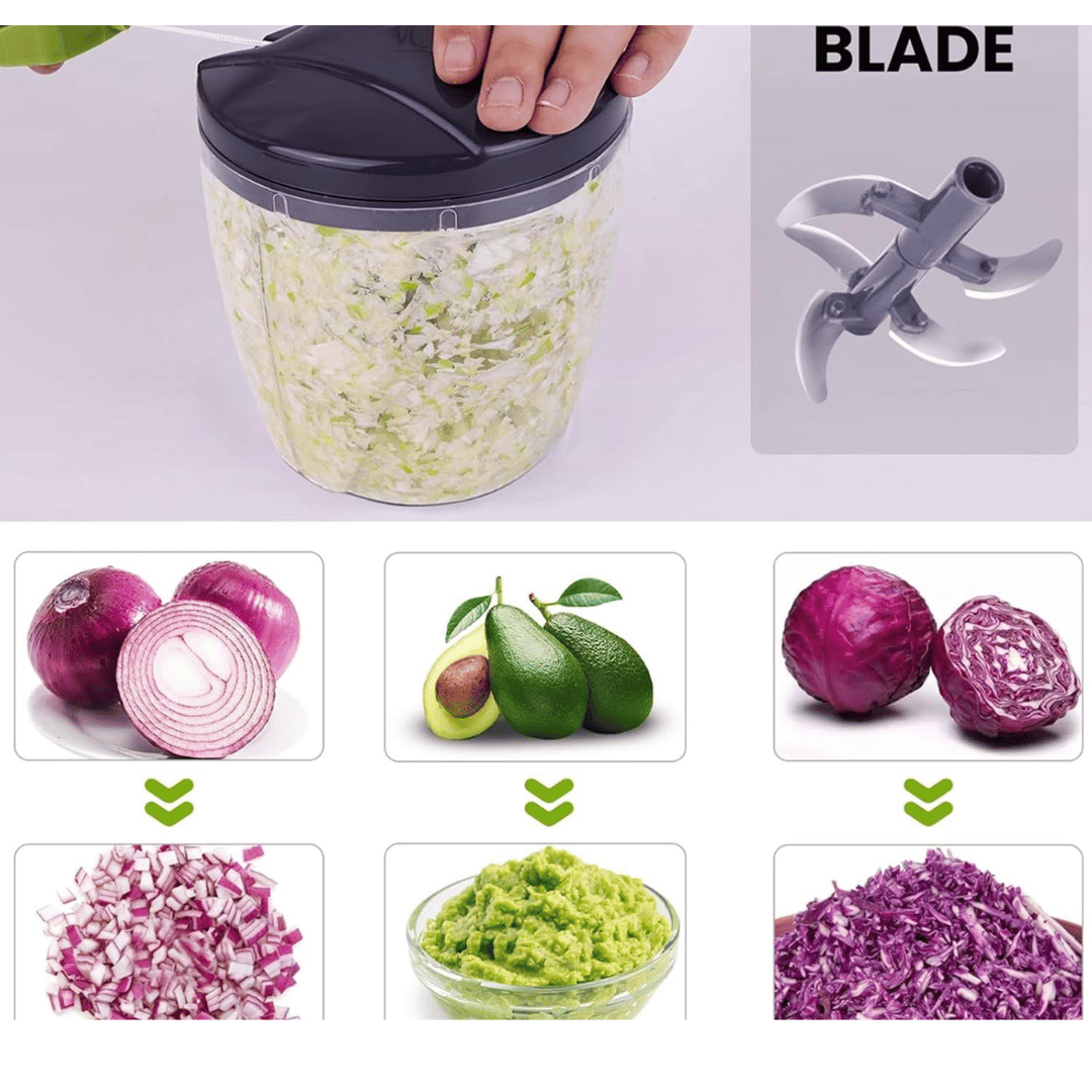 900ml Manual Chopper & Blender with Storage Lid