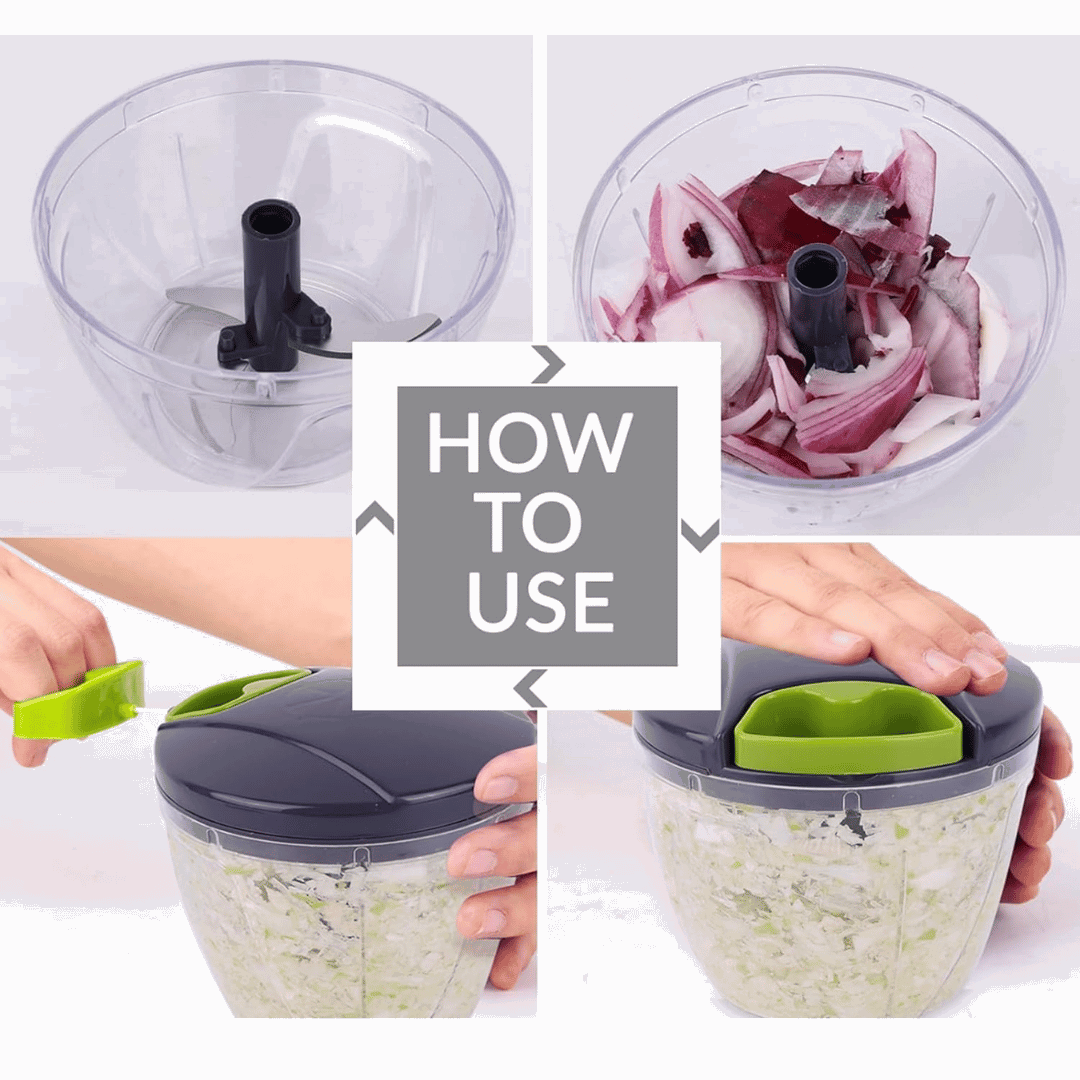 900ml Manual Chopper & Blender with Storage Lid