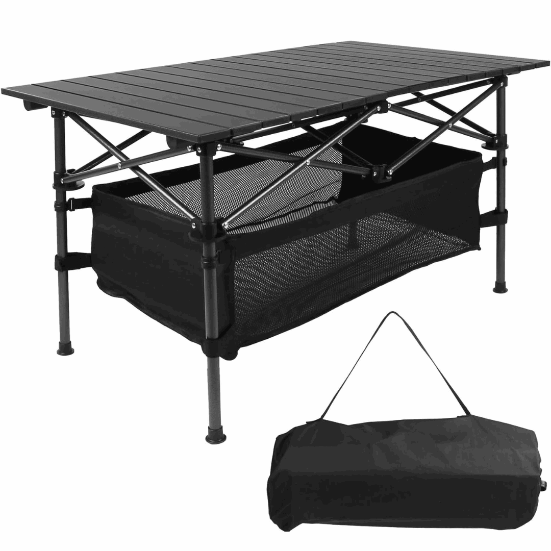 Foldable Camping Table With Adjustable Height And Large Storage Bag For Outdoor Picnic
