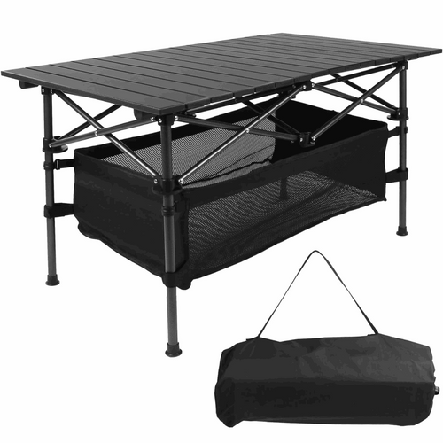 Foldable Camping Table With Adjustable Height And Large Storage Bag For Outdoor Picnic