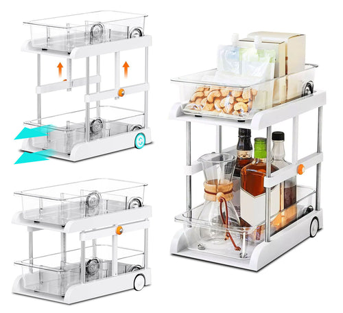 EOPTIFY 2-Tier Rolling Utility Cart Organizer